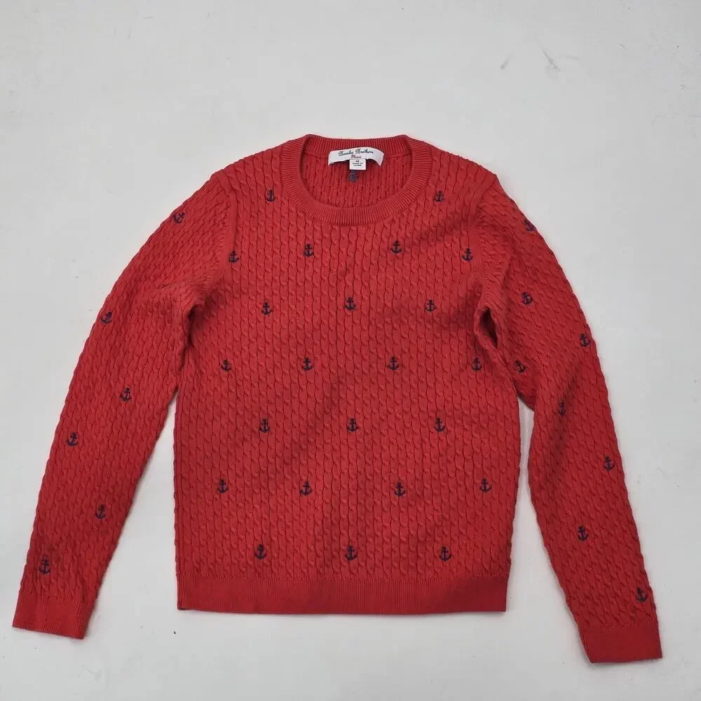 Brooks Brothers Kids Red Anchor Supima Cotton Pullover Sweater Medium